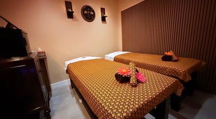 Calming double massage room at Wandee Thai Massage LTD, Staines-upon-Thames, England, GB.