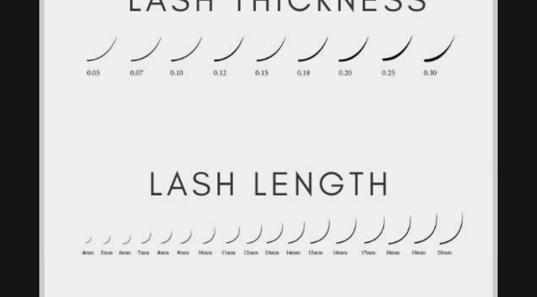 Lash thickness and length chart at Momals Creation (browlashbyasma), Cape Town, Western Cape, ZA.