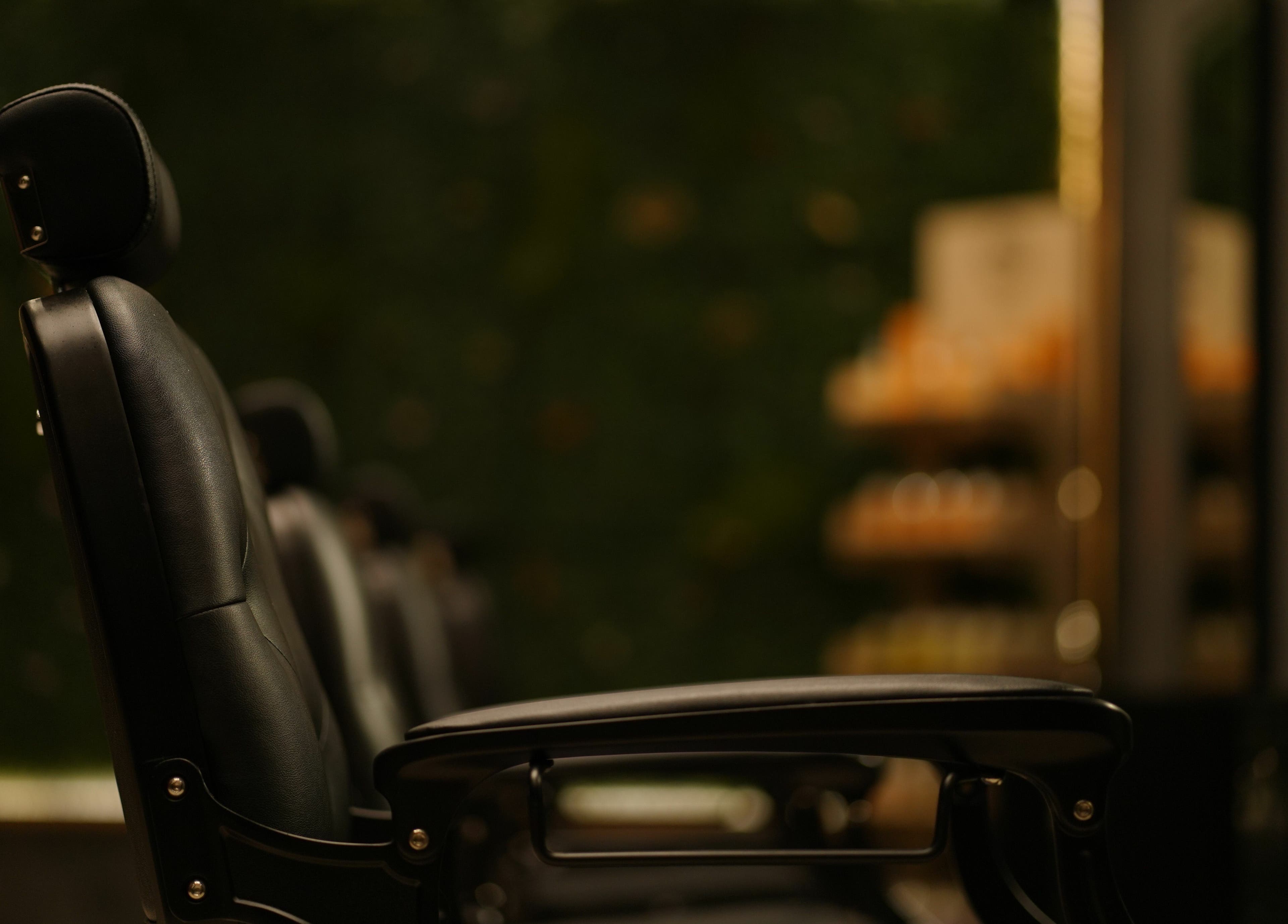 Comfortable black chair at Fit Social spa in Dubai, Dubai, AE, ideal for relaxation and wellness treatments.