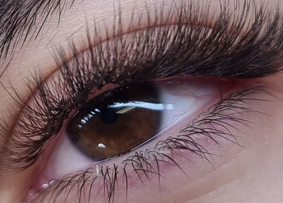 Close-up of enhanced eyelashes at Be.You.Tiful in Fivemiletown, Northern Ireland, GB.