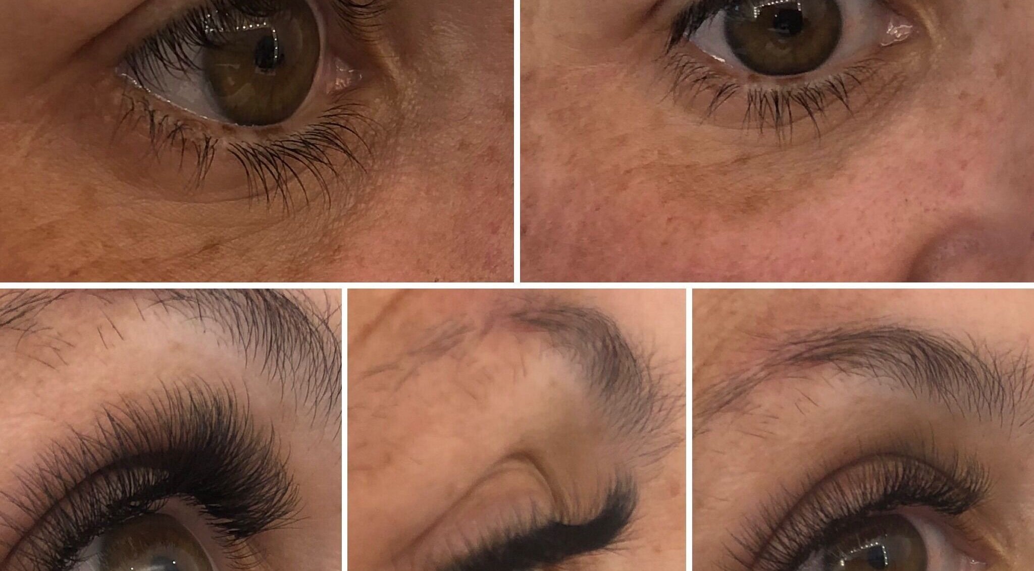 Lash enhancement at Be.You.Tiful, Fivemiletown, Northern Ireland, GB, before and after close-up.