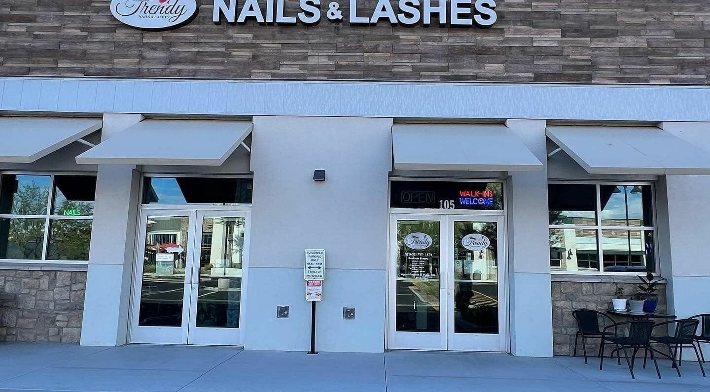 Front view of Trendy Nails Spa in Scottsdale, Arizona, US showcasing modern design and inviting entrance.