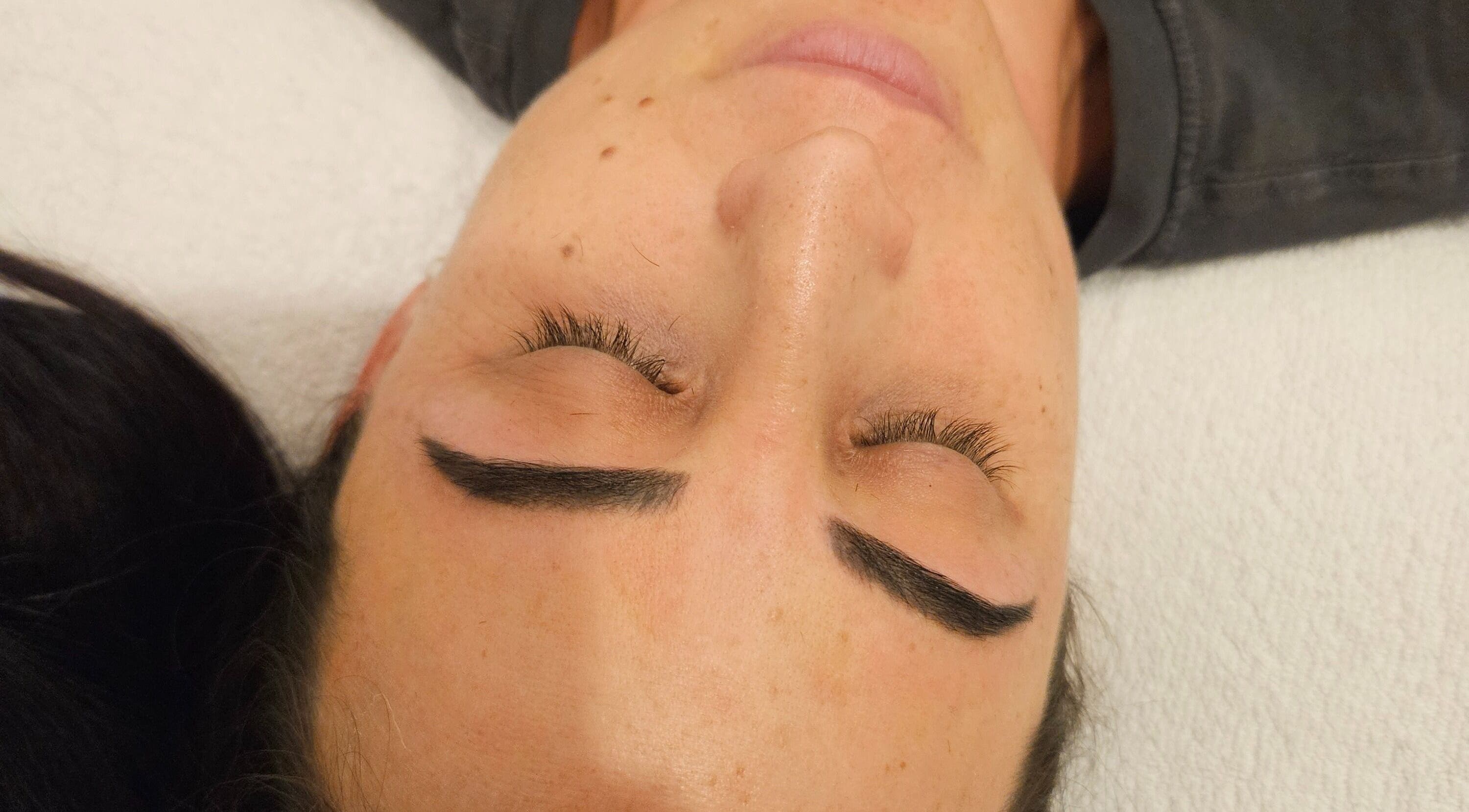 Close-up of a client with beautifully shaped eyebrows at Jimboomba Esthetics | Whitby Cct Location, Jimboomba, Queensland, AU.