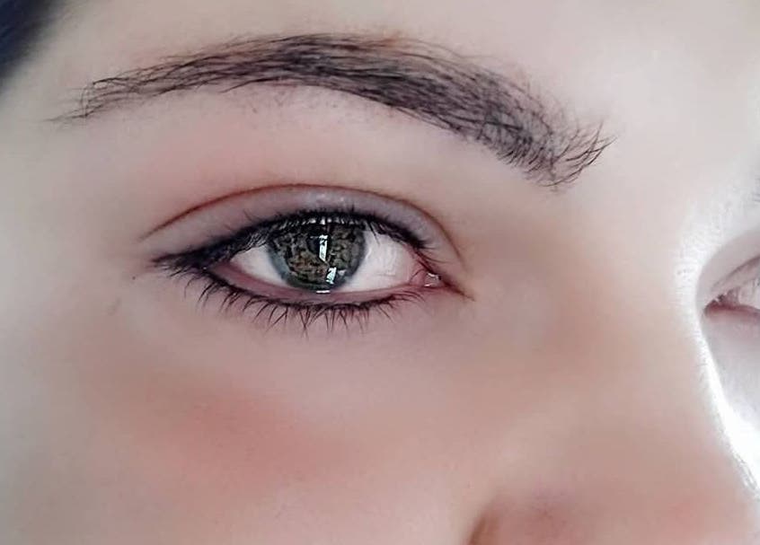 Close-up of eyebrows and eyes captured at Lean-Tique in Bloemfontein, Free State, ZA.