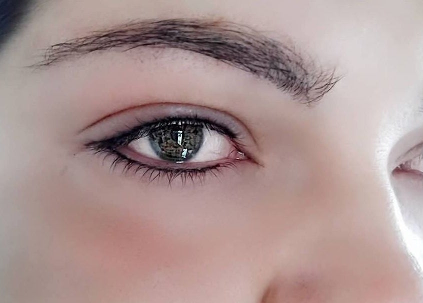 Close-up of eyebrows and eyes captured at Lean-Tique in Bloemfontein, Free State, ZA.
