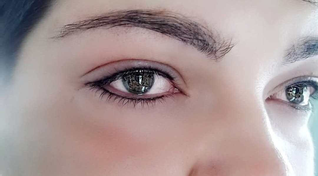 Close-up of eyebrows and eyes captured at Lean-Tique in Bloemfontein, Free State, ZA.
