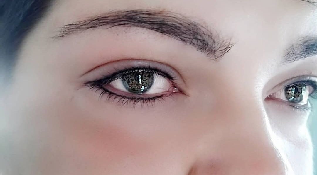 Close-up of eyebrows and eyes captured at Lean-Tique in Bloemfontein, Free State, ZA.