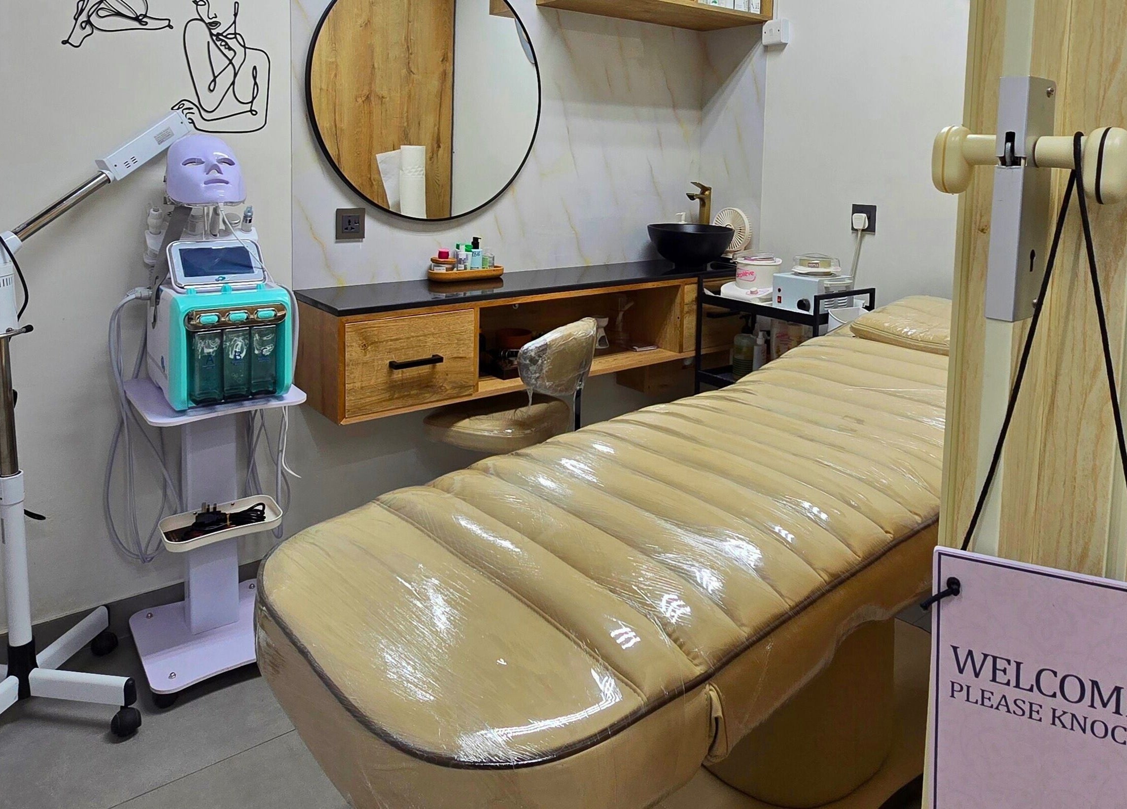 Pampering treatment room at TREVI SALON, Dubai, Dubai, AE featuring modern equipment and tranquil decor.