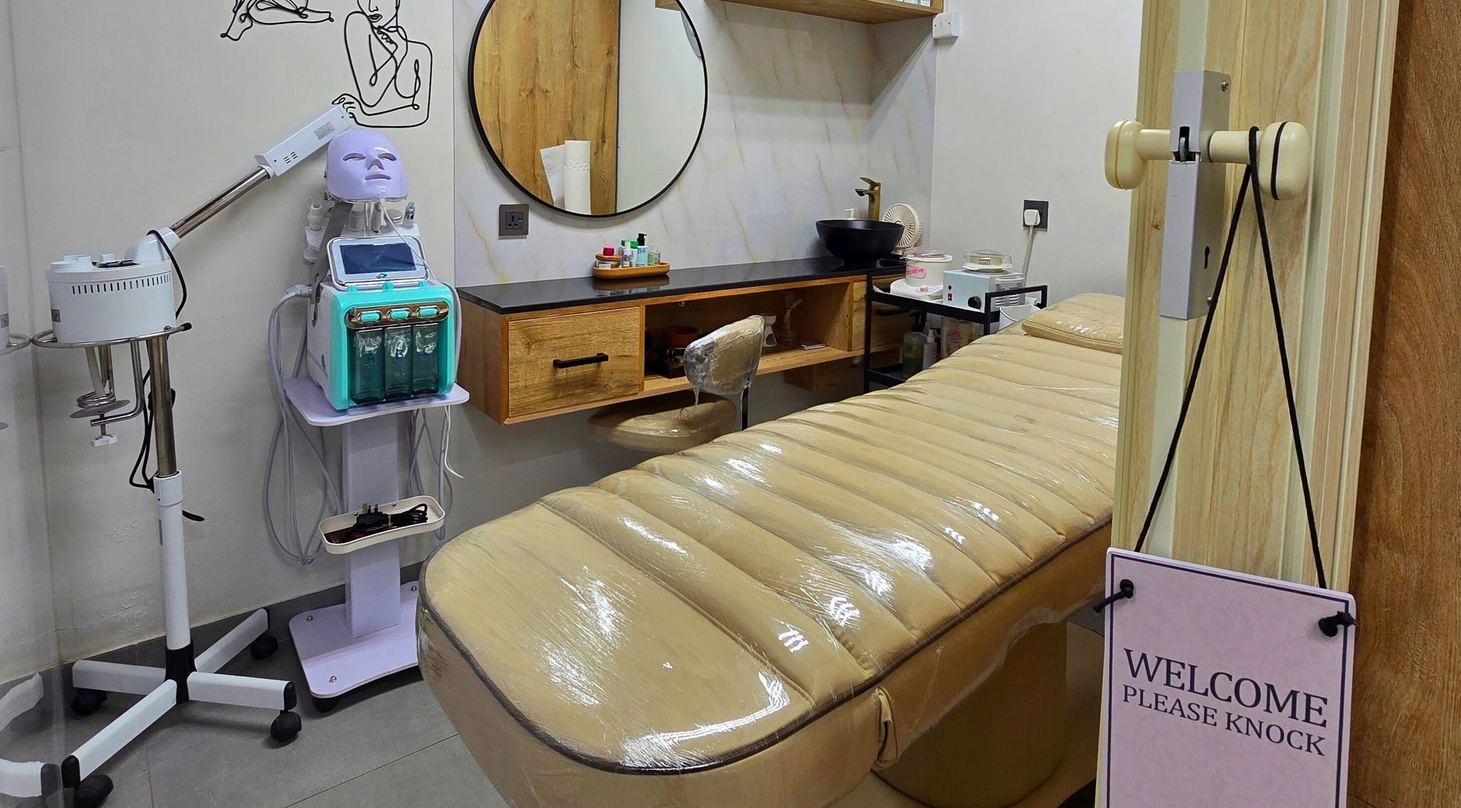 Pampering treatment room at TREVI SALON, Dubai, Dubai, AE featuring modern equipment and tranquil decor.