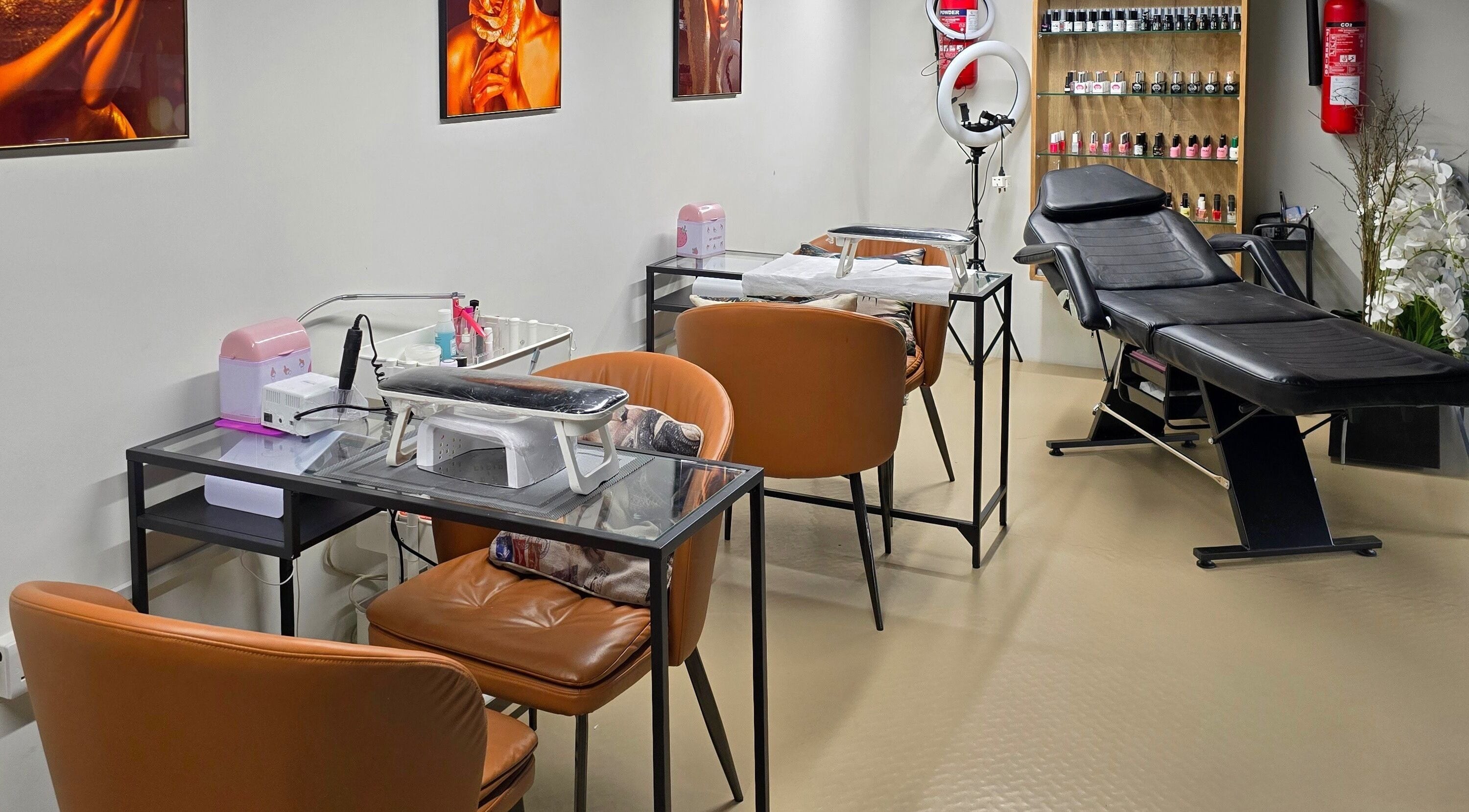 Interior of TREVI SALON showcasing manicure stations and relaxation chair in Dubai, Dubai, AE.