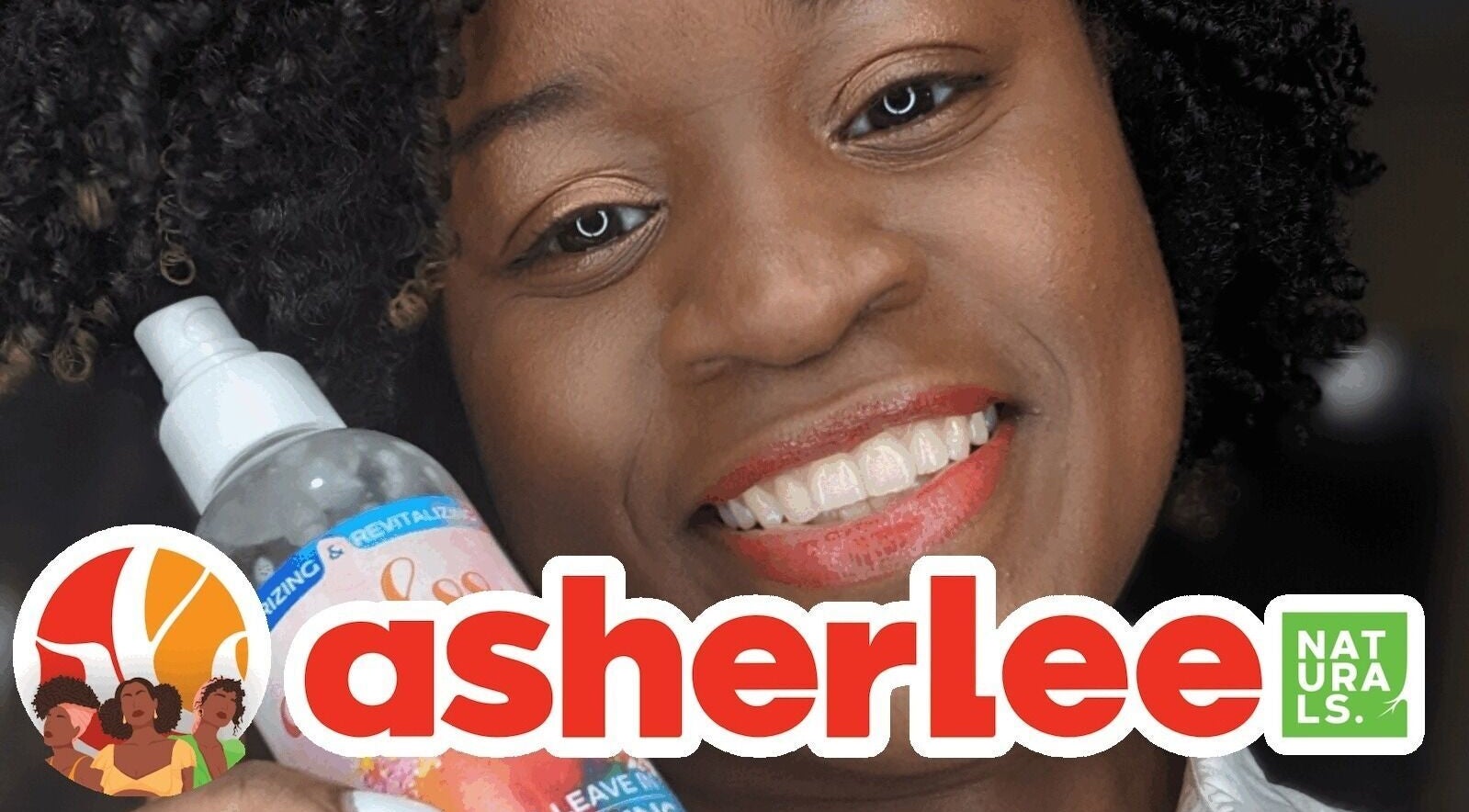 Smiling person with curly hair using Asherlee Naturals product, Kingston, St. Andrew Parish, JM.