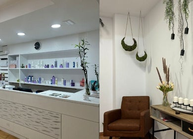 Recepción moderna de KR - Katalina Rios en Barcelona, Catalunya, ES, con decoración natural y productos de belleza.