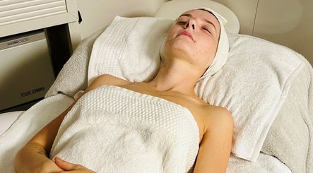 Woman relaxing during a spa treatment at AskinCo, Mooloolaba, Queensland, AU.