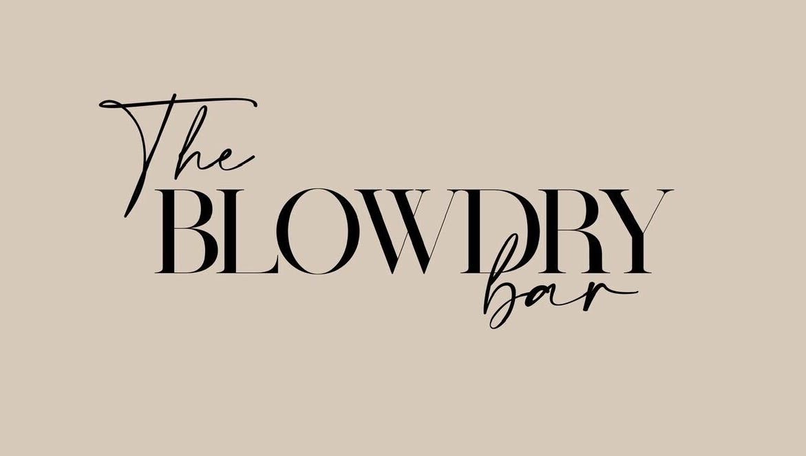 The Blowdry Bar and Training Academy logo in Torquay, England, GB on a beige background.