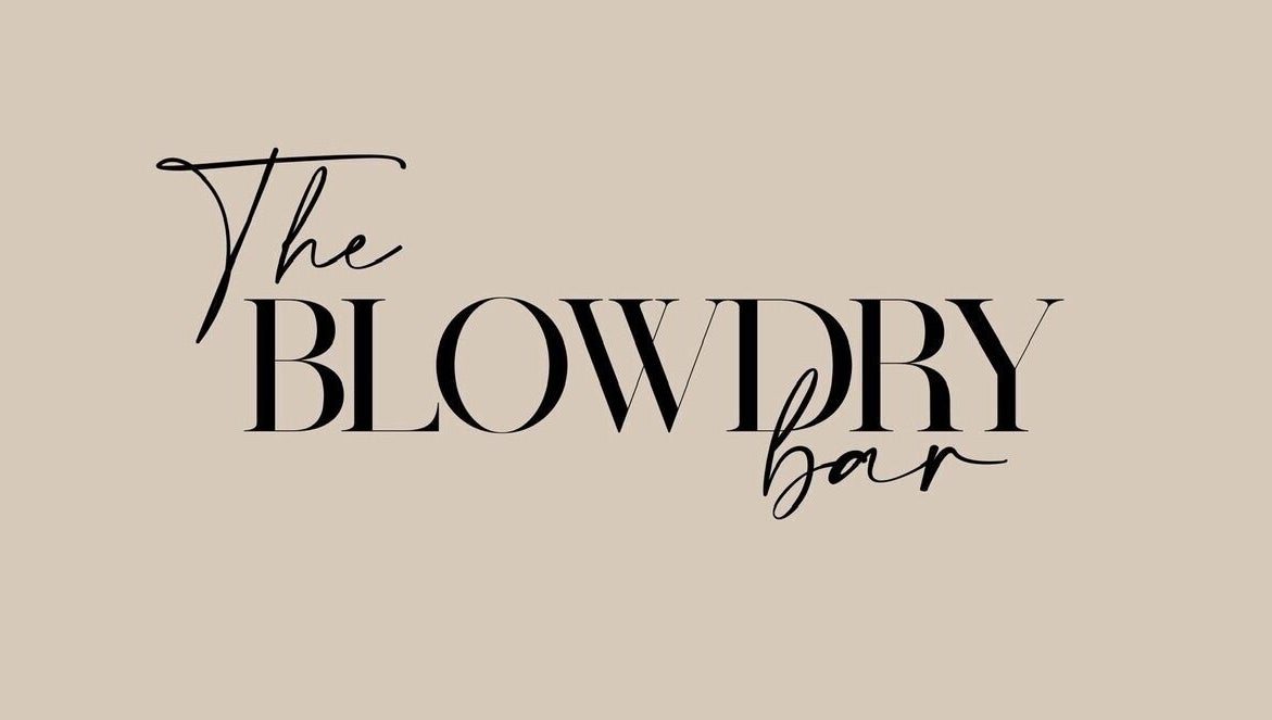 The Blowdry Bar and Training Academy logo in Torquay, England, GB on a beige background.