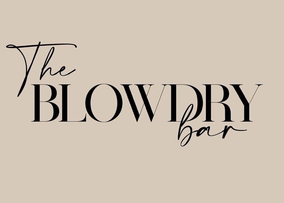 The Blowdry Bar and Training Academy logo in Torquay, England, GB on a beige background.