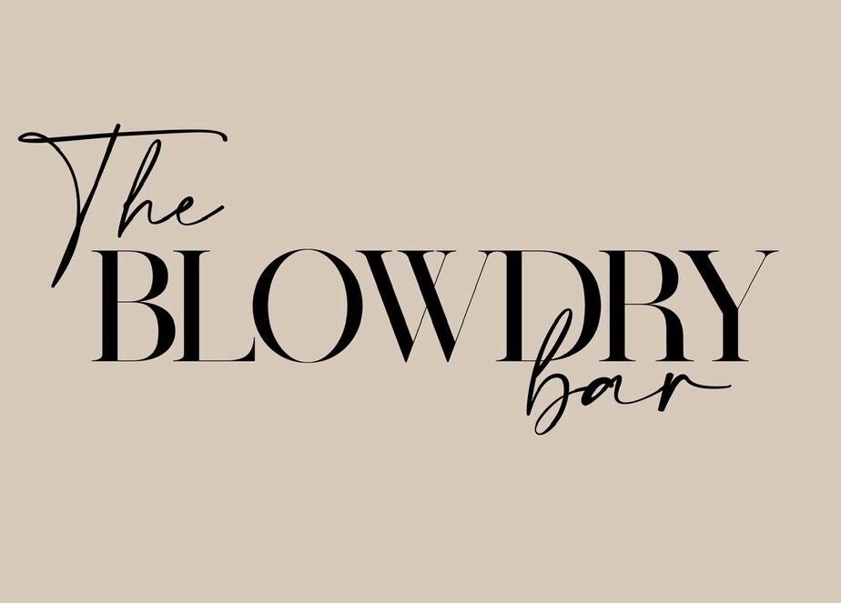 The Blowdry Bar and Training Academy logo in Torquay, England, GB on a beige background.