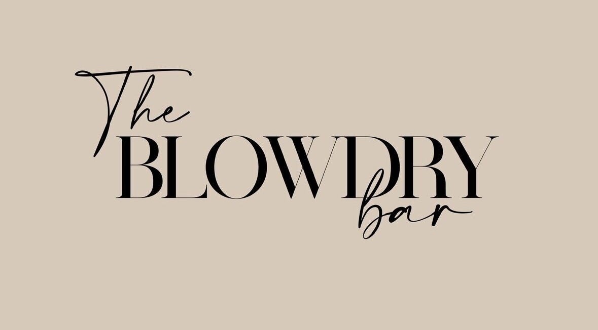 The Blowdry Bar and Training Academy logo in Torquay, England, GB on a beige background.