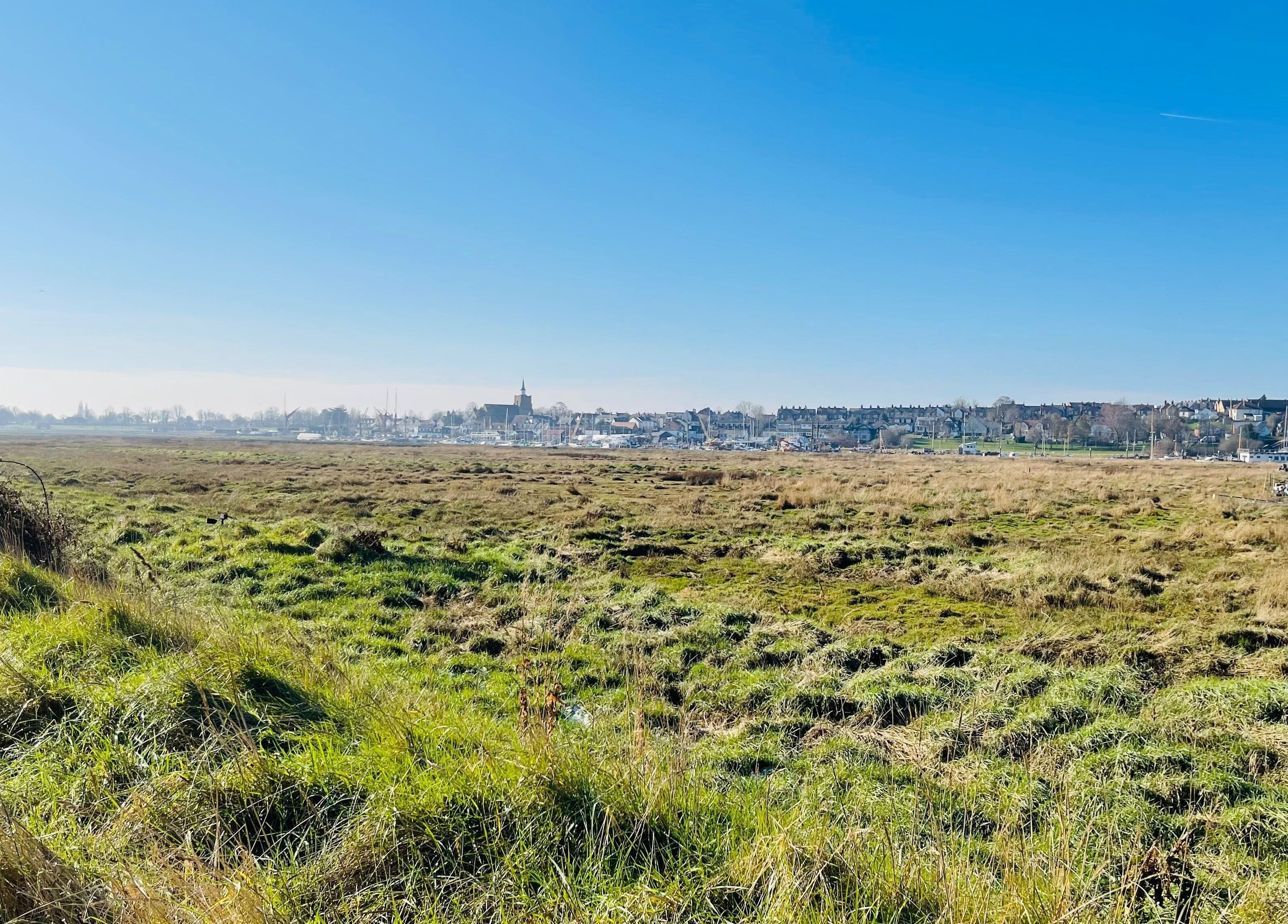 Scenic view of Heybridge fields near Emma Fox Aesthetics in Heybridge, England, GB under a clear blue sky.