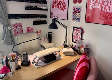 Stylish nail studio at Nails by Shan, Cleckheaton, England, GB, featuring modern decor and nail art tools.
