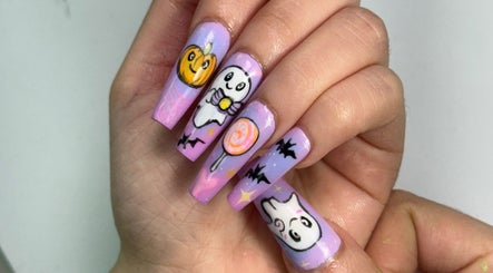Festive Halloween-themed nail art at NailcraftLA, Los Angeles, California, US.