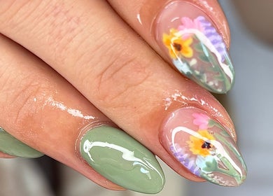 Elegant floral nail art at JB Nails - Jordie Barber in Plymouth, England, GB showcasing intricate designs.