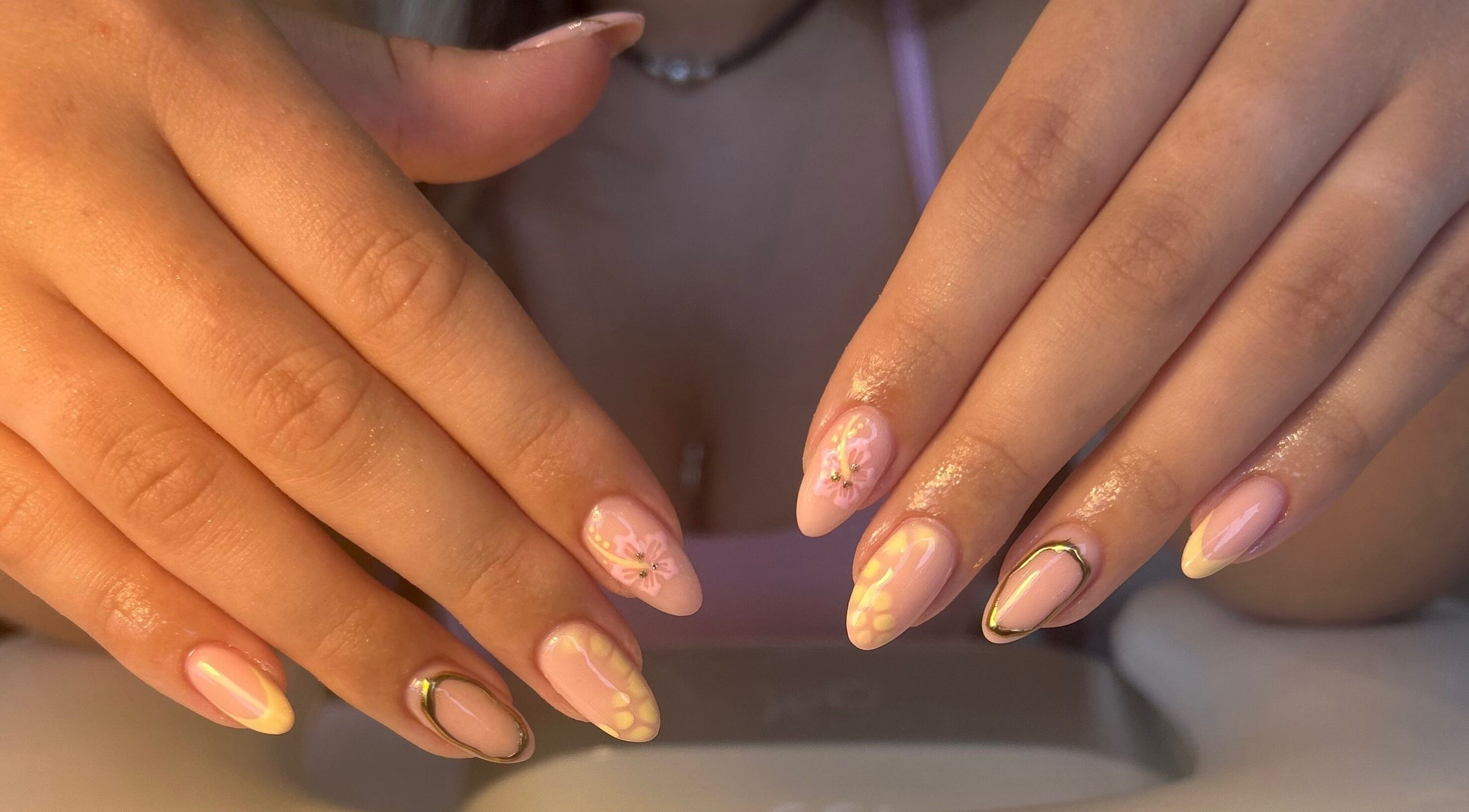 Delicate floral design nails at BySophieRachel, Ellesmere Port, England, GB, showcasing elegance.