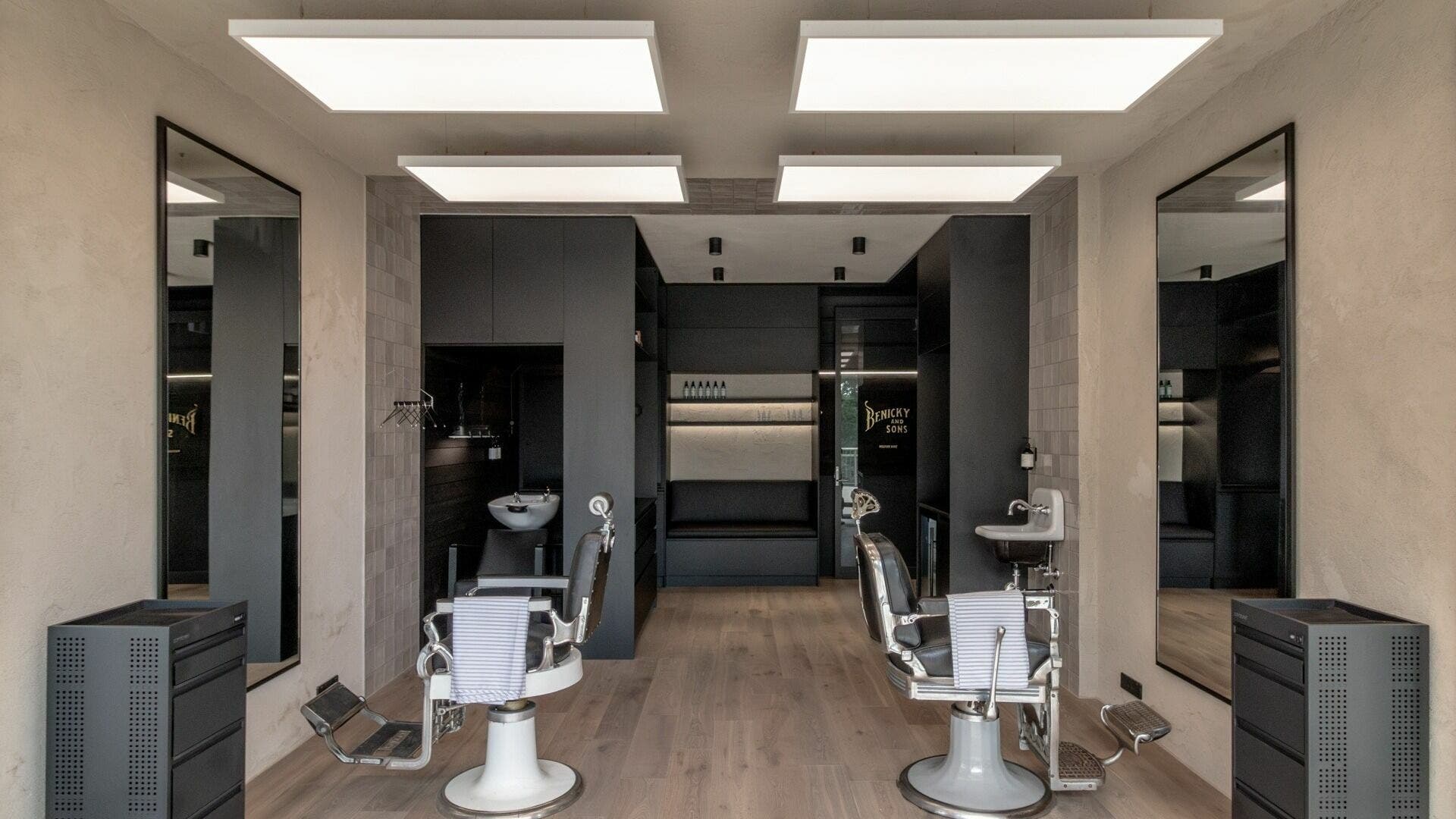 Modern salon interior at Nth Turramurra - Benicky and Sons, North Turramurra, New South Wales, AU.