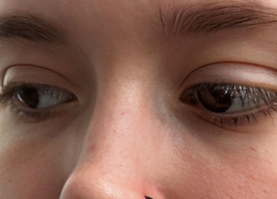 Close-up of a person's eyes at Pop-Up Studio @ Beauté Bohëime, Cowansville, Québec, CA.