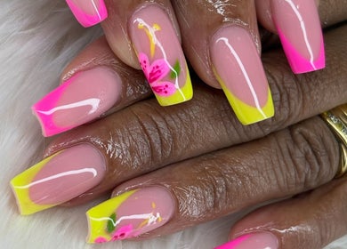 Floral nail art at The Beauty Room by Fresita - Bartletts Tenantry Sargent's Village, Bridgetown, Christ Church, BB.