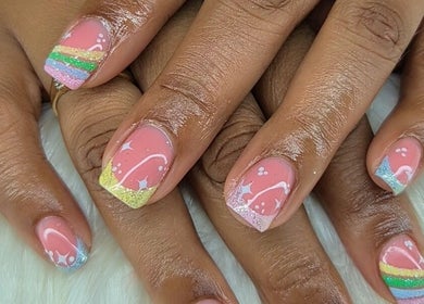 Vibrant rainbow nail art at The Beauty Room by Fresita - Bartletts Tenantry Sargent's Village, Bridgetown, Christ Church, BB.