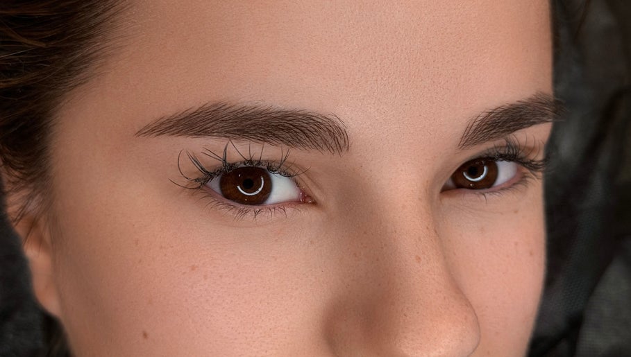 Close-up of well-groomed eyebrows at Beyond by Jeana Chaparo, Worcester, England, GB.