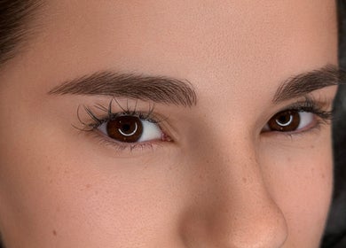 Close-up of well-groomed eyebrows at Beyond by Jeana Chaparo, Worcester, England, GB.