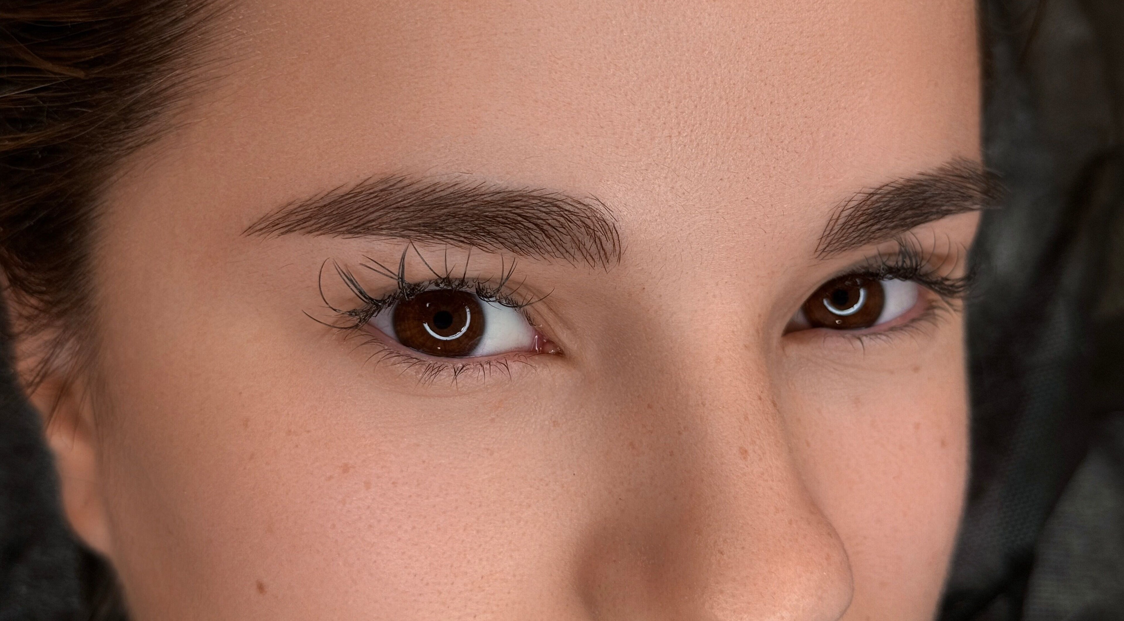 Close-up of well-groomed eyebrows at Beyond by Jeana Chaparo, Worcester, England, GB.
