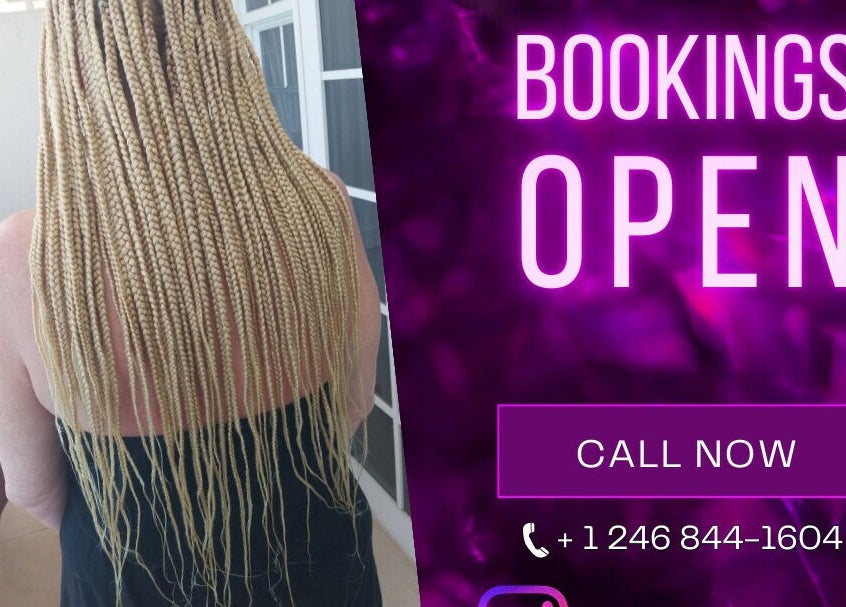 Stylish long braids at Braidsby.Merrika, Bridgetown, Saint George, BB. Bookings open now for perfect hairstyles.