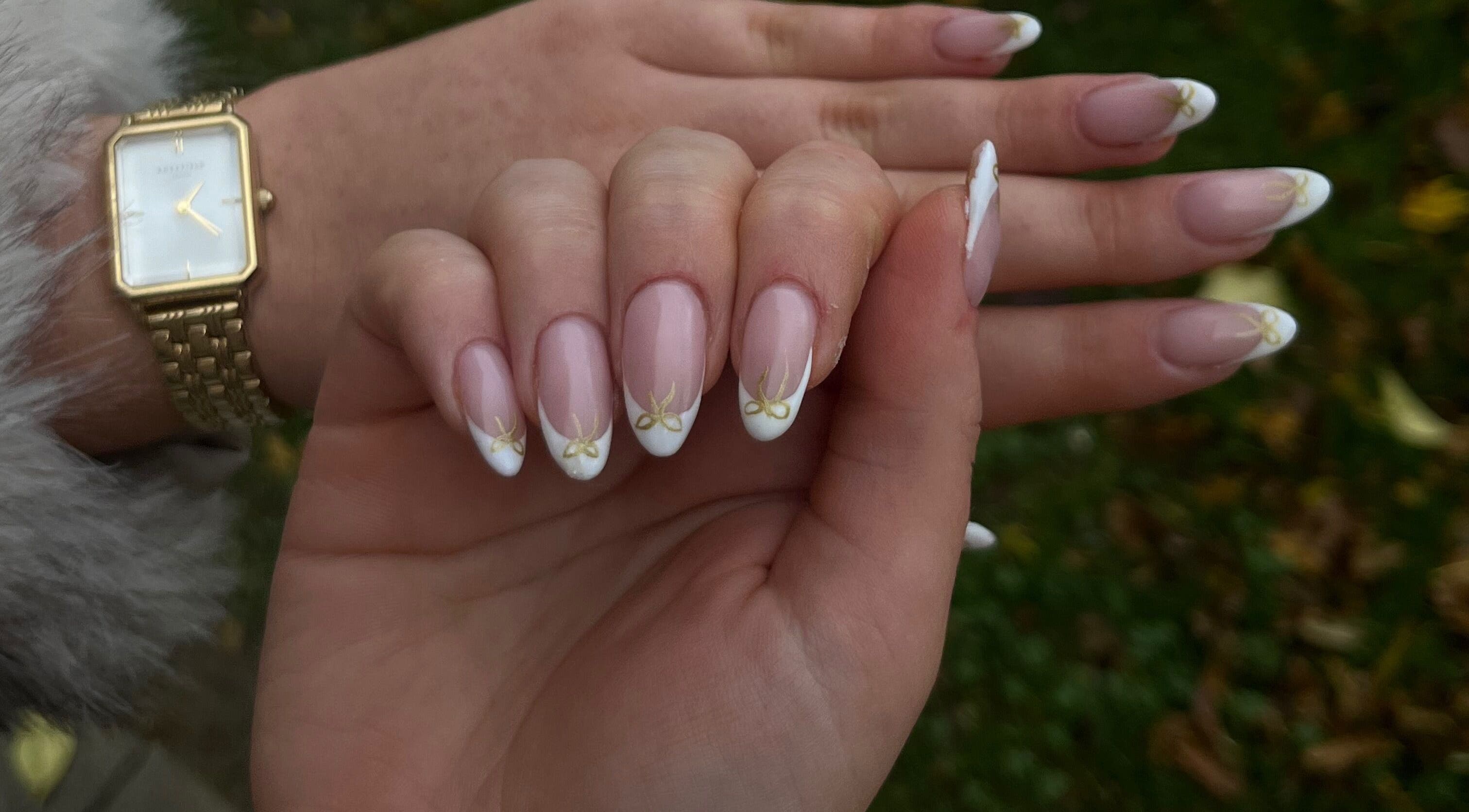 Elegant French manicure with gold accents at Nails by Zofia, County Kildare, County Kildare, IE.