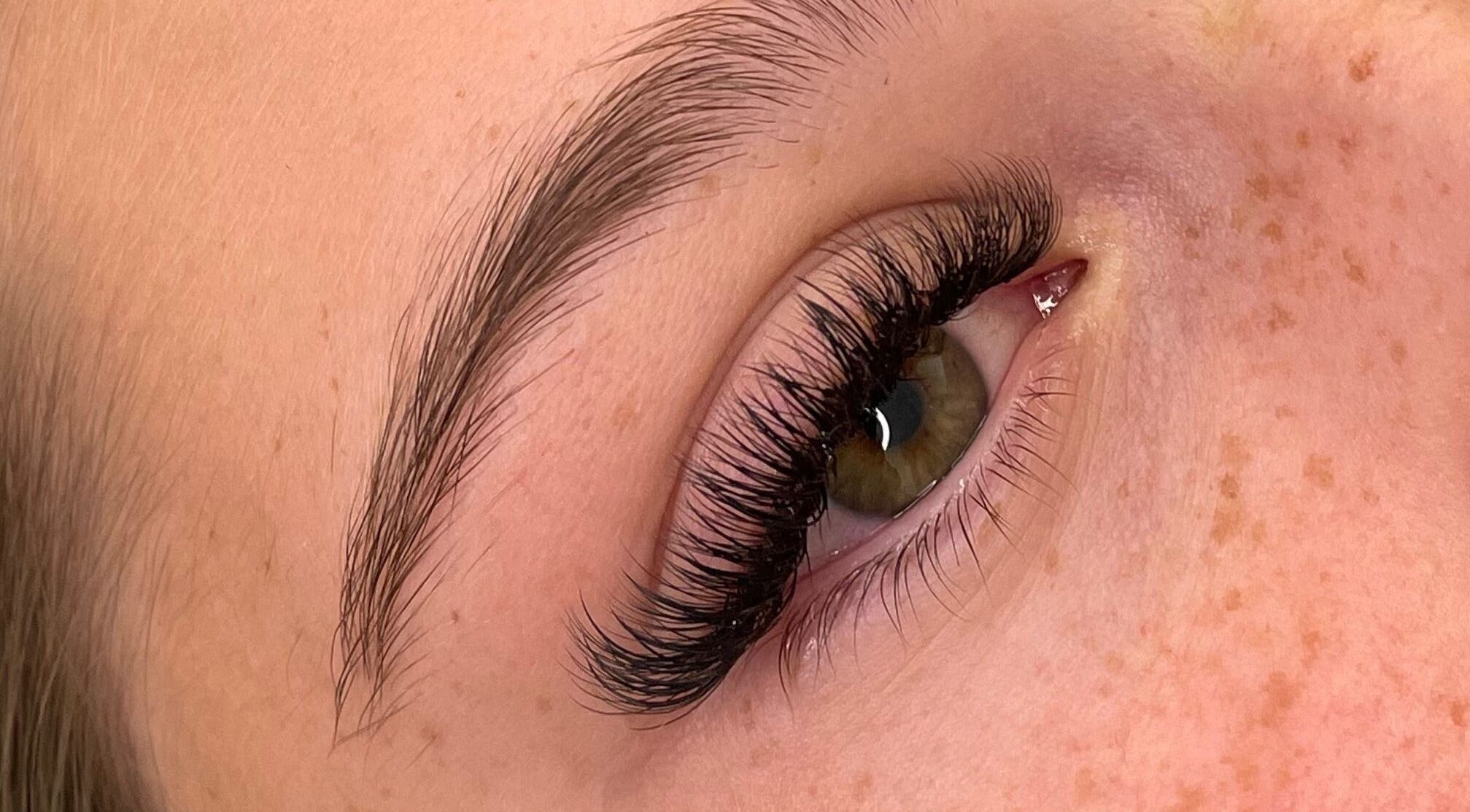Close-up of eyelash extensions at The Glow Lounge By Ebony Louise in Brighton And Hove, England, GB.