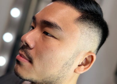 Close-up of modern haircut at Effcutz in Singapore, Singapore, SG.