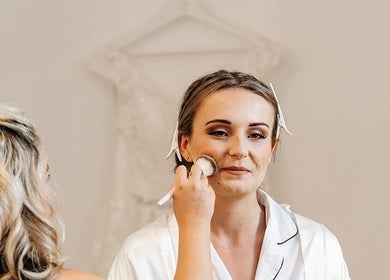 Makeup by Chloe artist perfects bride's look in Monkton Heathfield, England, GB.