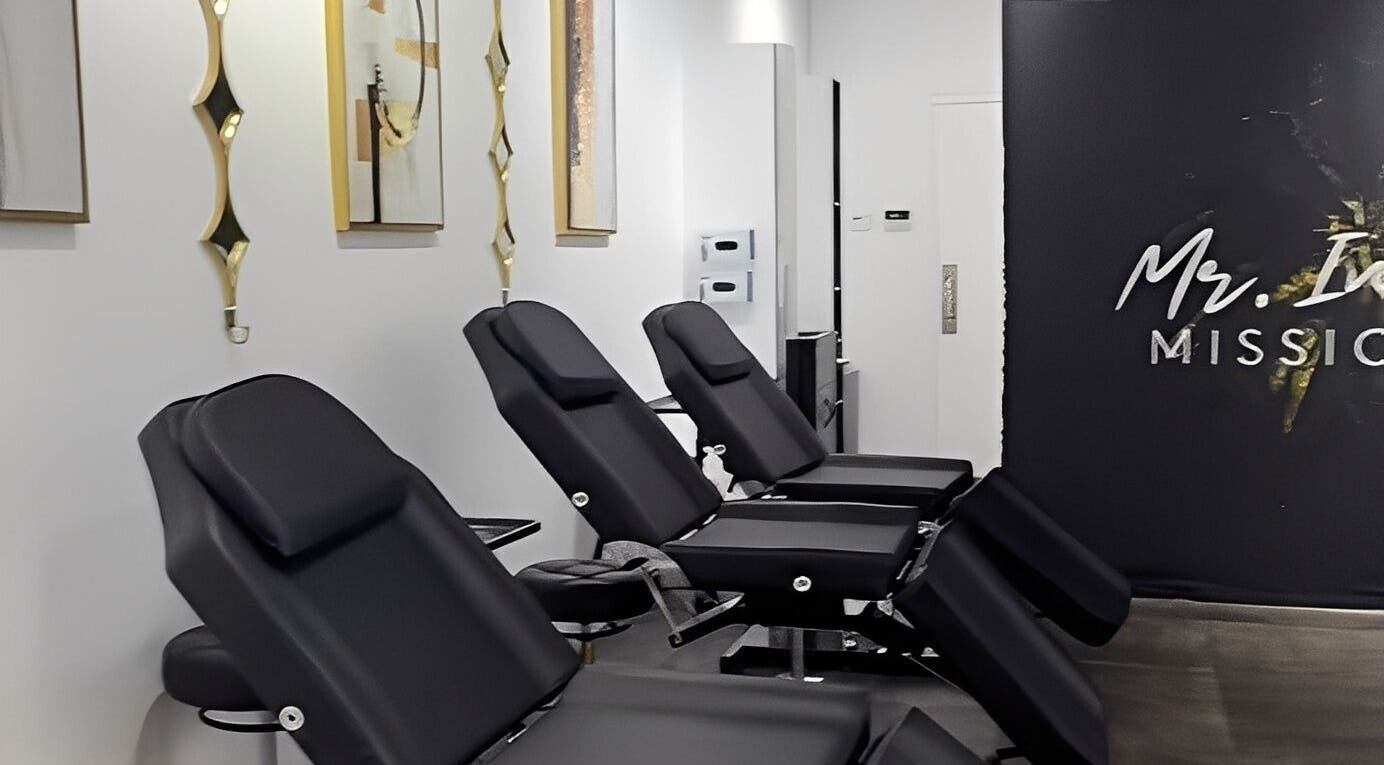 Sleek, modern interior of Mr.Inkwells Piercing Studio MV in Mission Viejo, California, US, featuring ergonomic chairs.
