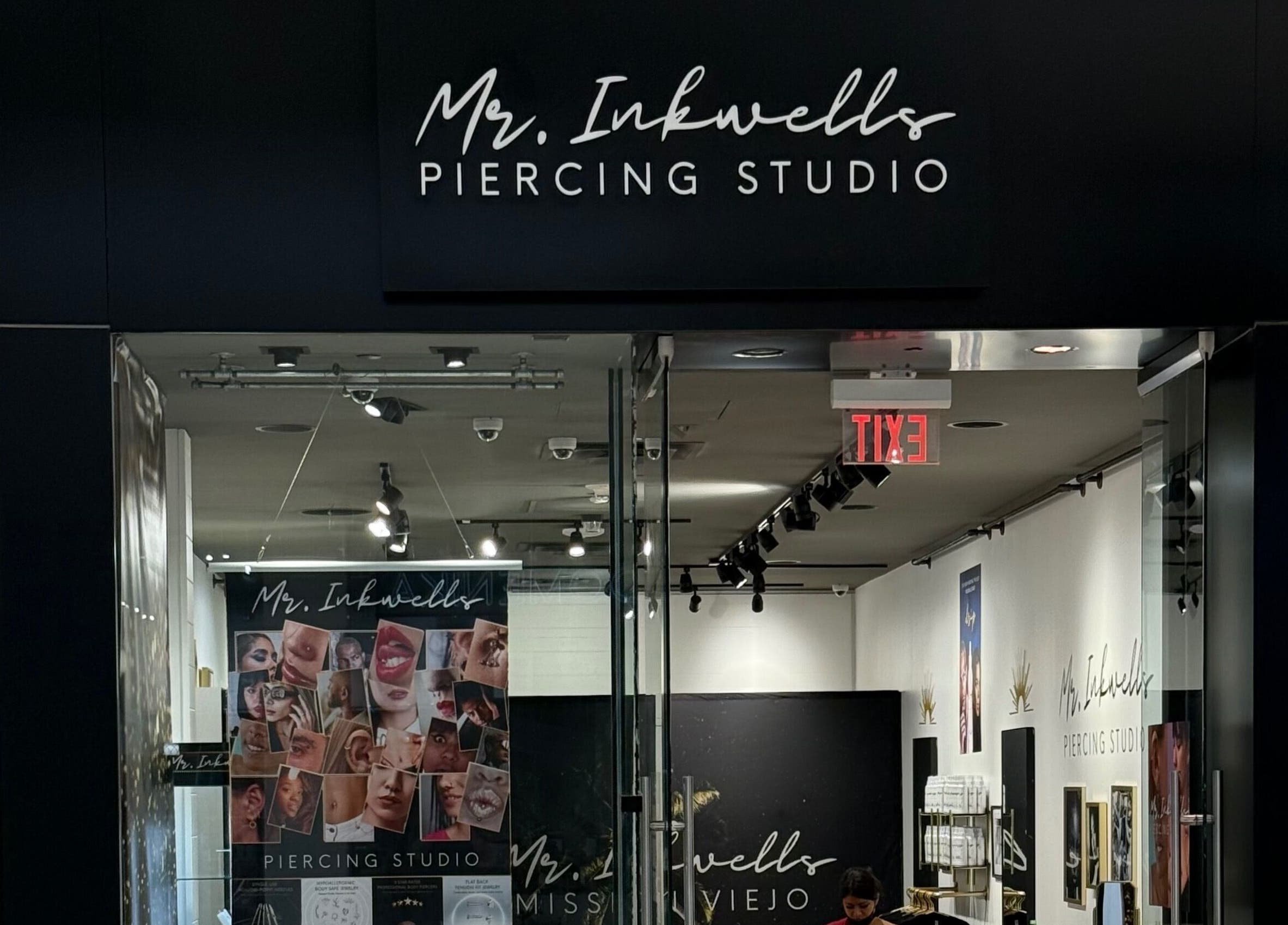 Front entrance of Mr. Inkwells Piercing Studio MV, located in Mission Viejo, California, US.