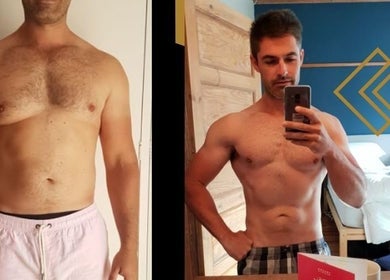 Before and after fitness transformation at Tric, Cape Town, Western Cape, ZA.