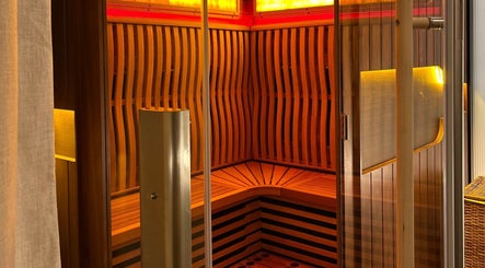 Luxurious sauna at Recovery Space, Dubai, Dubai, AE, offering ultimate relaxation and warmth in wooden decor.