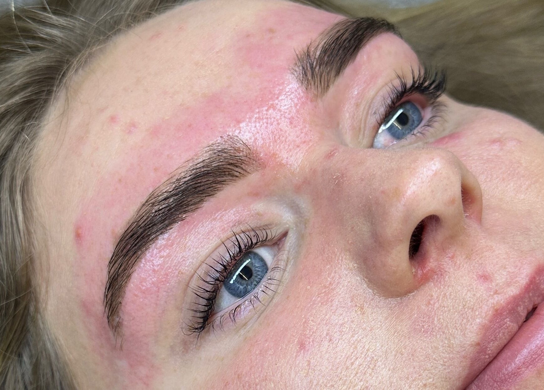 Close-up of perfect brows and skin at Sage beauty & aesthetics in Wigan, England, GB.