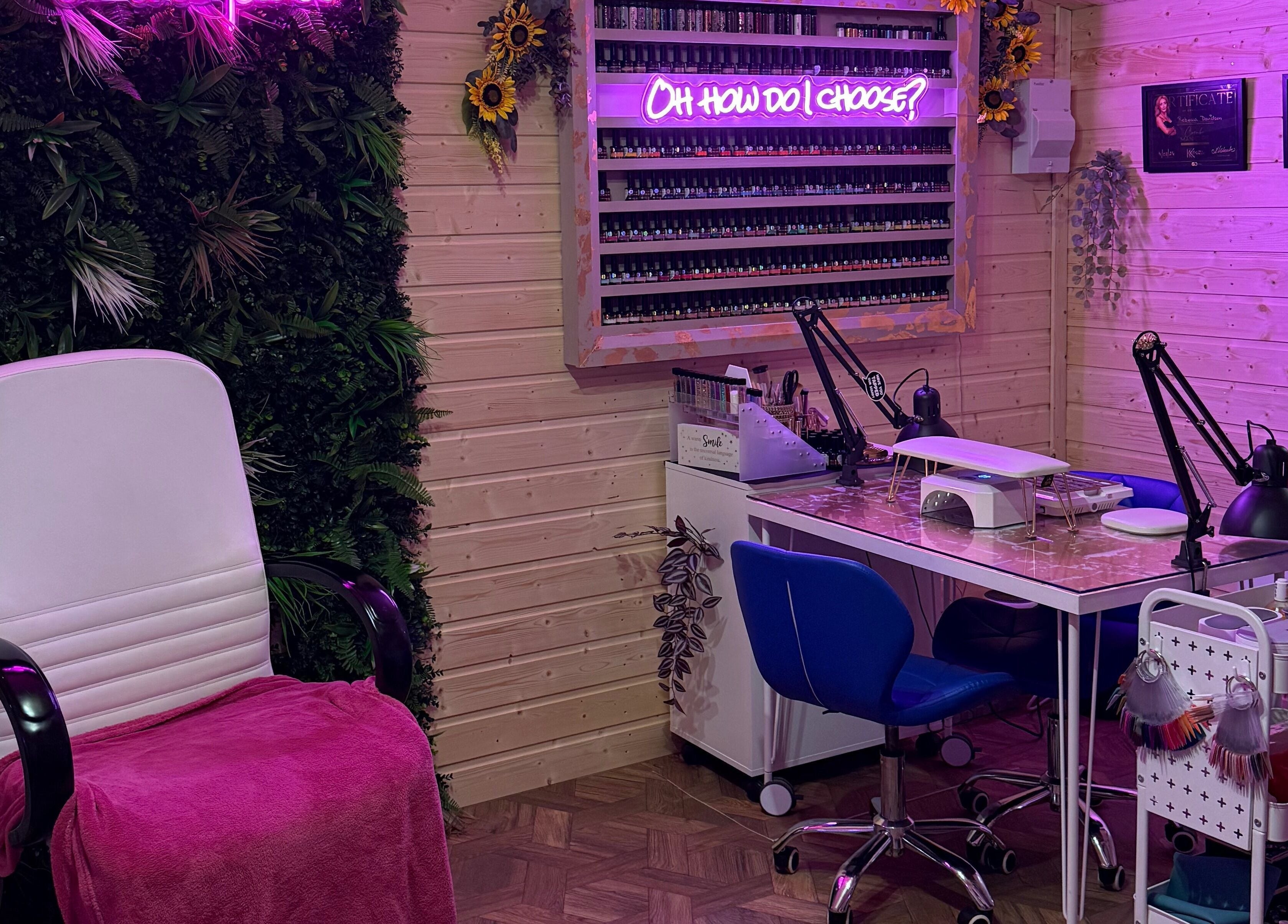 The Nest's vibrant nail studio in Larne, Northern Ireland, GB, features cozy seating and colorful decor.