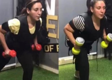 Two women train with dumbbells at Elite Fitness Ems Sheraton Branch, محافظة القاهرة‬, EG.