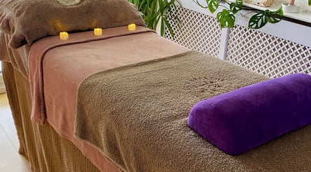 Relaxing massage table at Let's Breathe Complementary Therapies in Hockley, England, GB.