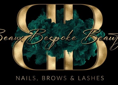 Beaux Bespoke logo in gold and teal, Dublin, County Dublin, IE, beauty, nails, brows, lashes.