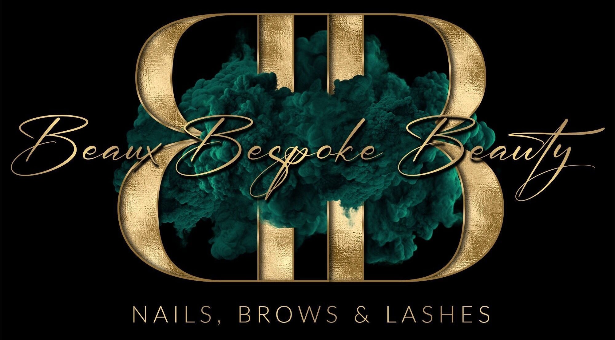 Beaux Bespoke logo in gold and teal, Dublin, County Dublin, IE, beauty, nails, brows, lashes.