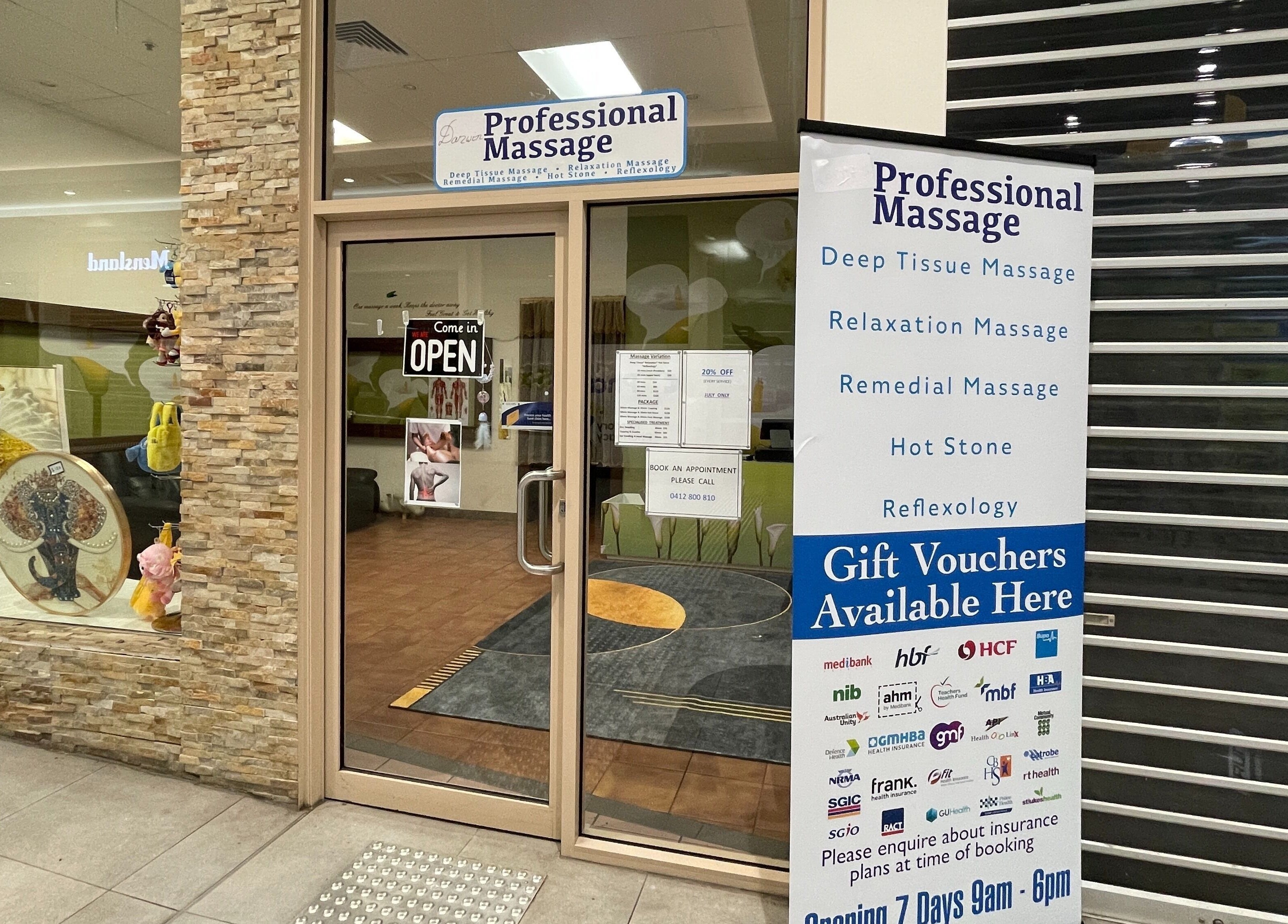 Entrance of Darwin Professional Massage Palmerston in Palmerston City, Northern Territory, AU.
